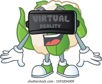 cool cauliflower character with Virtual reality headset