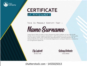 Blue Modern Certificate Template Design Stock Vector (Royalty Free ...