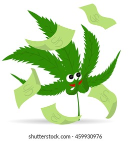 cool character marijuana in the rain from dollars