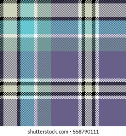 Cool check fabric texture square pixel seamless pattern. Vector illustration.