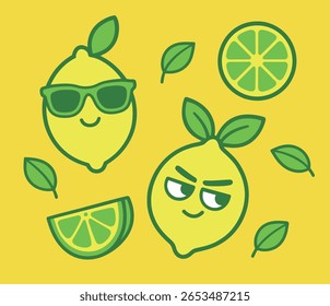 Cool Cheeky Lemon Characters Illustration