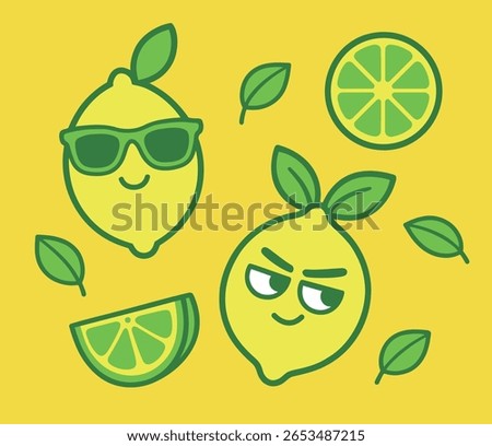 Cool Cheeky Lemon Characters Illustration