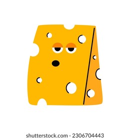 El queso es fresco y de diseño. Ilustración vectorial aislada en el fondo negro.
