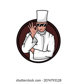 cool chef icon vector illustration logo template for many purpose. Isolated on white background.