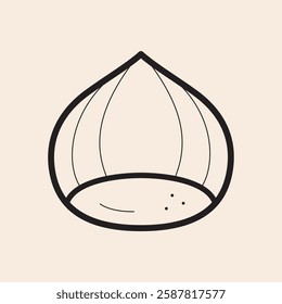 Cool Chestnut fruit with reflexes and details vector outline icon. Iconic chestnut illustration vector line art