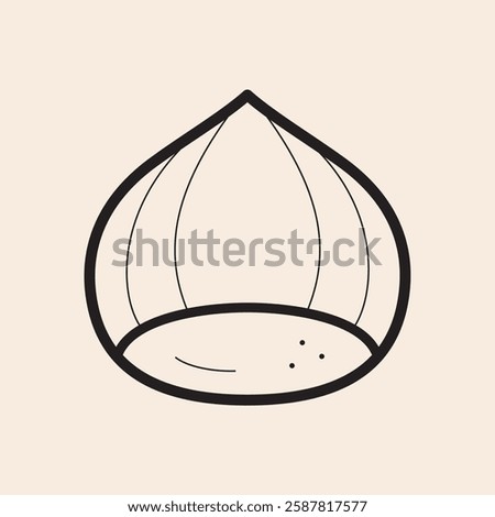 Cool Chestnut fruit with reflexes and details vector outline icon. Iconic chestnut illustration vector line art