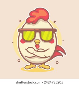 cool chicken animal character mascot with crossed arms isolated cartoon in flat style design