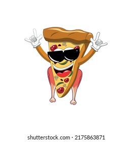 Cool chicken pizza in sunglasses