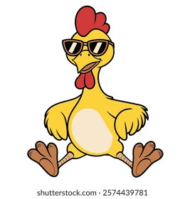 Cool Chicken with Sunglasses Cartoon Illustration