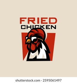 cool chicken wearing glasses perfect for fast food restaurant icon or any food related business