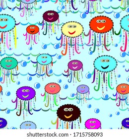 
cool children's texture for your design with beautiful 
jellyfish or octopus