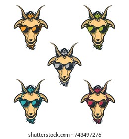 cool chill goat logo vector illustration design
