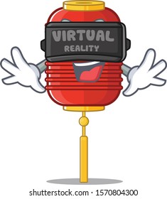 cool chinese lantern character in Virtual reality headset