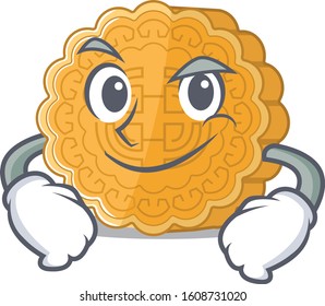 Cool chinese mooncake mascot character with Smirking face