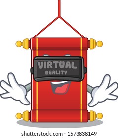 cool chinese scrolls character in Virtual reality headset