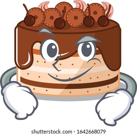 Cool chocolate cake mascot character with Smirking face