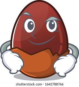 Cool chocolate egg mascot character with Smirking face