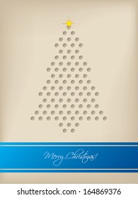 Cool christmas card design with tree shaped dots and blue stripe