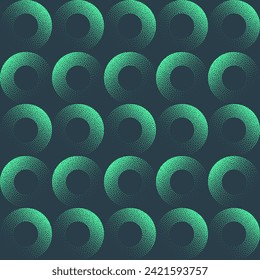 Cool Circles Modern Seamless Pattern Trend Vector Turquoise Abstract Background. Half Tone Art Illustration for Fabric Textile Print. Endless Graphic Repetitive Abstraction Wallpaper Dot Work Texture