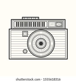 Cool classic camera in line art version