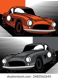 Cool classic racing car colored orange