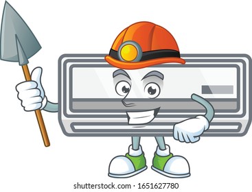 Cool clever Miner air conditioner cartoon character design