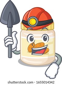 Cool clever Miner almond butter cartoon character design