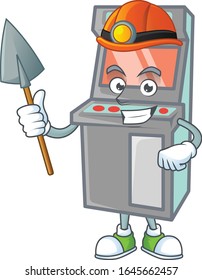Cool clever Miner arcade game machine cartoon character design