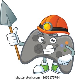 Cool clever Miner black joystick cartoon character design