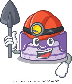 Cool clever Miner blueberry cake cartoon character design