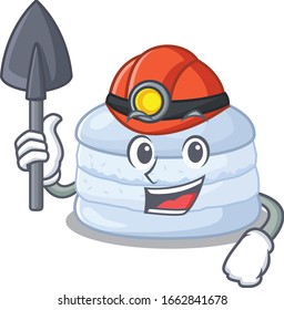 Cool clever Miner blueberry macaron cartoon character design