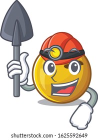 Cool clever Miner bowling ball cartoon character design