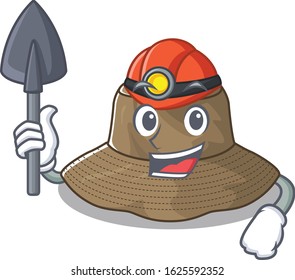 Cool Clever Miner Bucket Hat Cartoon Character Design