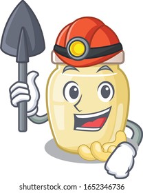 Cool clever Miner cashew butter cartoon character design