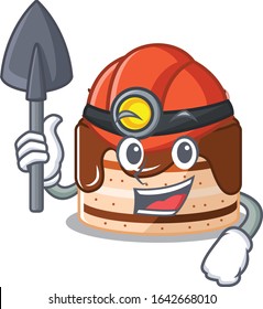 Cool clever Miner chocolate cake cartoon character design