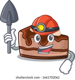 Cool clever Miner chocolate cheesecake cartoon character design