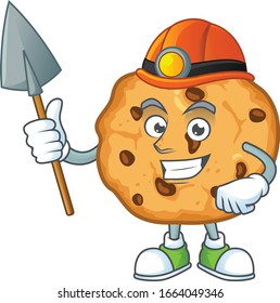 Cool clever Miner chocolate chips cookies cartoon character design