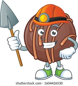 Cool clever Miner chocolate praline ball cartoon character design