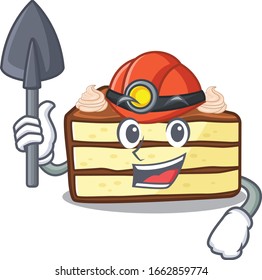 Cool clever Miner chocolate slice cake cartoon character design