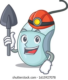 Cool clever Miner computer mouse cartoon character design