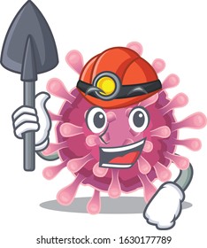 Cool clever Miner corona virus cartoon character design