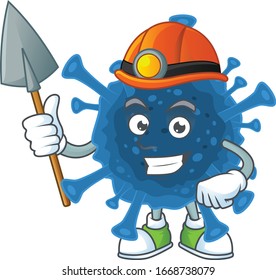 Cool clever Miner coronavirus desease cartoon character design