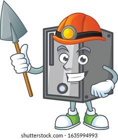 Cool clever Miner CPU cartoon character design
