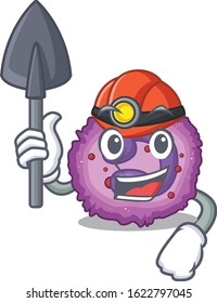 Cool clever Miner eosinophil cell cartoon character design