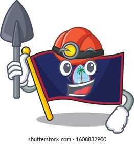 Cool clever Miner flag guam cartoon character design