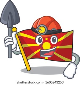 Cool clever Miner flag macedonia cartoon character design