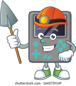 Cool clever Miner game console cartoon character design