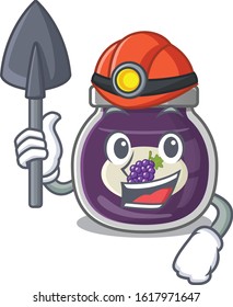 Cool clever Miner grape jam cartoon character design