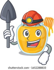 Cool clever Miner honey cartoon character design