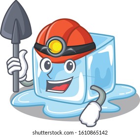 Cool clever Miner ice cube cartoon character design